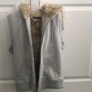 Yaya Collective fur vest with hoodie